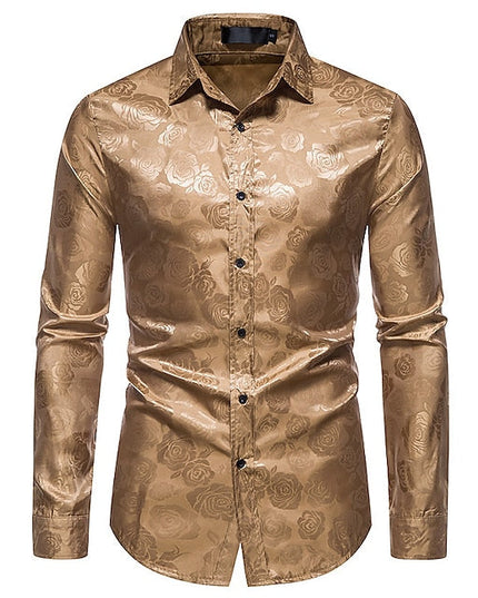 Men’s Elegant Long Sleeve Shirt – Gloss Finish Statement Piece for Special Occasions