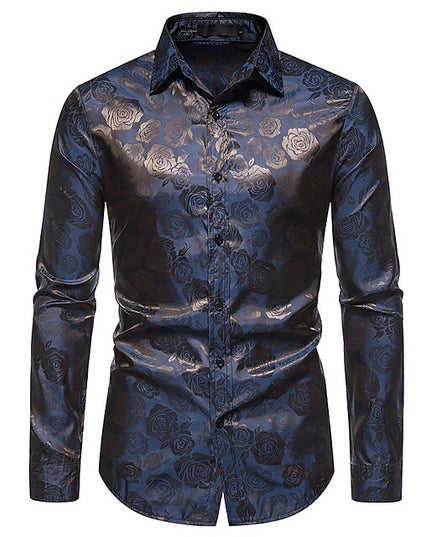 Men’s Elegant Long Sleeve Shirt – Gloss Finish Statement Piece for Special Occasions