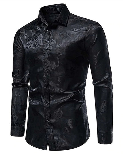 Men’s Elegant Long Sleeve Shirt – Gloss Finish Statement Piece for Special Occasions