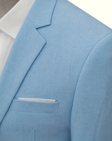 Men's Flat Collar Single-Breasted Suit – Comfortable Fit for Weddings & Work