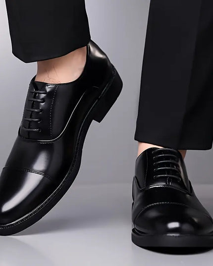 Men’s Glossy Oxfords – Classic Lace-Up Business Shoes