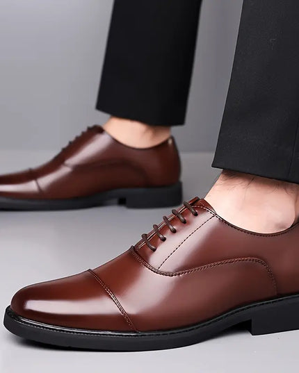 Men’s Glossy Oxfords – Classic Lace-Up Business Shoes