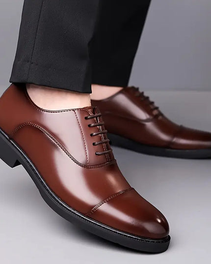 Men’s Glossy Oxfords – Classic Lace-Up Business Shoes