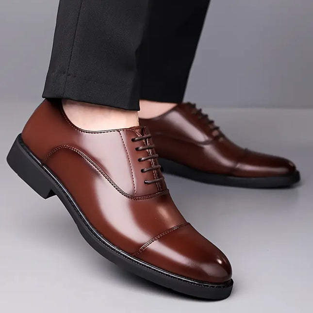 Men’s Glossy Oxfords – Classic Lace-Up Business Shoes