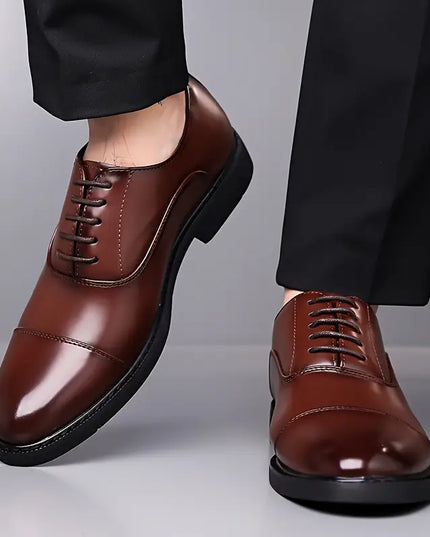 Men’s Glossy Oxfords – Classic Lace-Up Business Shoes