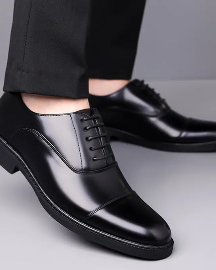 Men’s Glossy Oxfords – Classic Lace-Up Business Shoes
