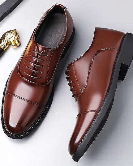 Men’s Glossy Oxfords – Classic Lace-Up Business Shoes
