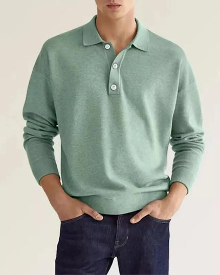 Men’s Half Buttoned Long Sleeve Polo Shirt – Smart Casual Essential