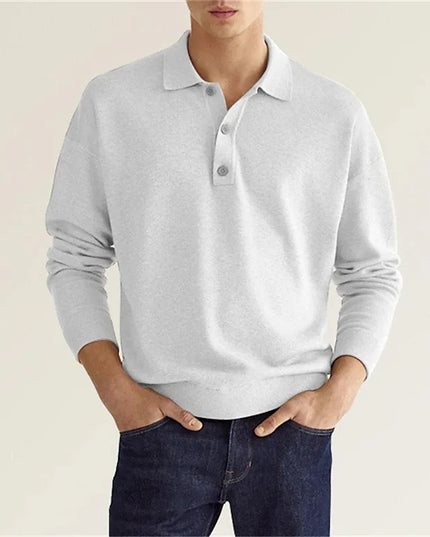 Men’s Half Buttoned Long Sleeve Polo Shirt – Smart Casual Essential