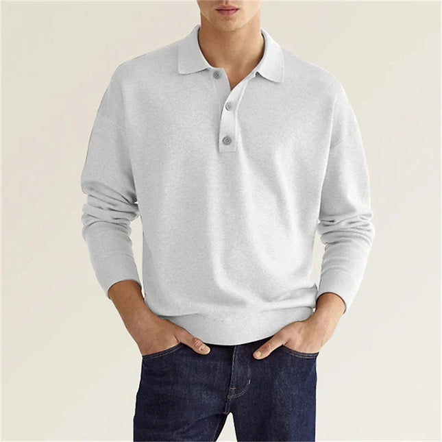 Men’s Half Buttoned Long Sleeve Polo Shirt – Smart Casual Essential