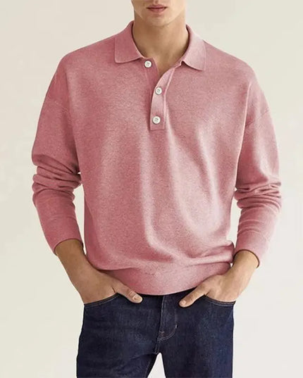 Men’s Half Buttoned Long Sleeve Polo Shirt – Smart Casual Essential