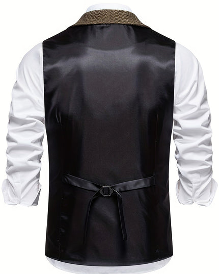 Men’s Heritage Waistcoat – Herringbone, Tailored, Lapel Front