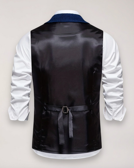 Men’s Herringbone Waistcoat – Classic Fit with Reversed Collar