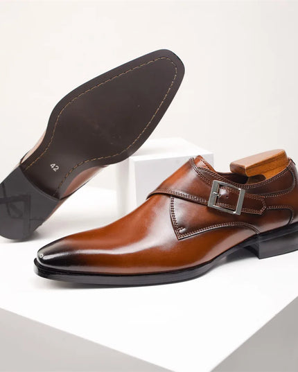 Men’s Italian Monk Strap Dress Shoes – Classic Buckle Detail