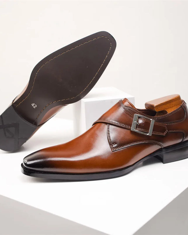 Men’s Italian Monk Strap Dress Shoes – Classic Buckle Detail
