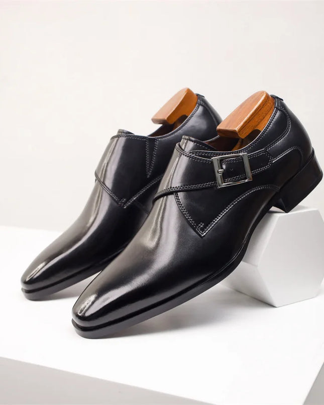 Men’s Italian Monk Strap Dress Shoes – Classic Buckle Detail