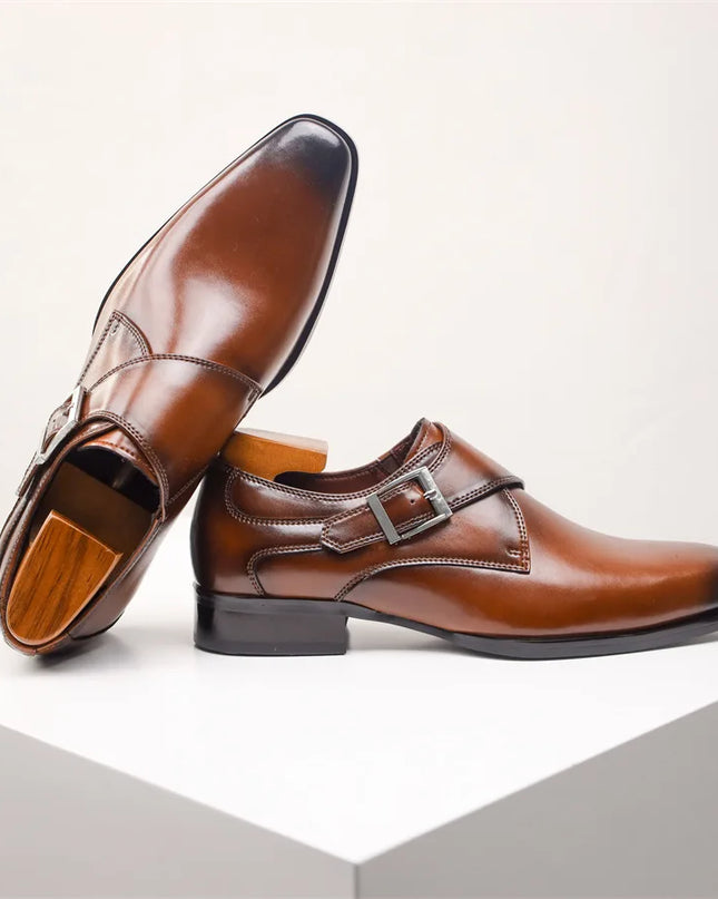 Men’s Italian Monk Strap Dress Shoes – Classic Buckle Detail