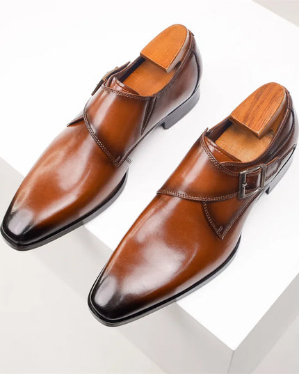 Men’s Italian Monk Strap Dress Shoes – Classic Buckle Detail