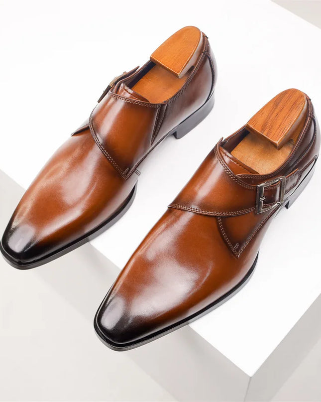 Men’s Italian Monk Strap Dress Shoes – Classic Buckle Detail