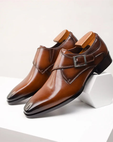 Men’s Italian Monk Strap Dress Shoes – Classic Buckle Detail