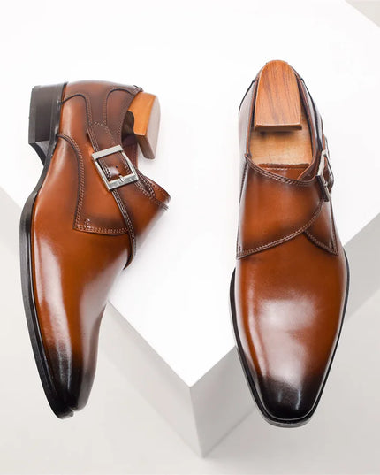 Men’s Italian Monk Strap Dress Shoes – Classic Buckle Detail