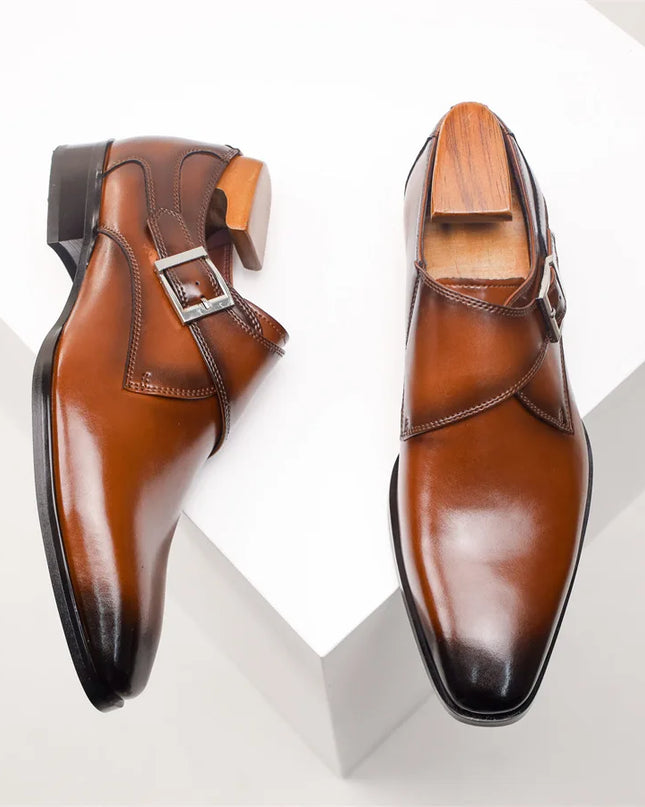 Men’s Italian Monk Strap Dress Shoes – Classic Buckle Detail