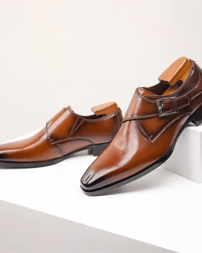 Men’s Italian Monk Strap Dress Shoes – Classic Buckle Detail