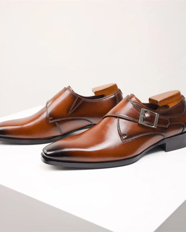 Men’s Italian Monk Strap Dress Shoes – Classic Buckle Detail