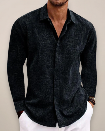 Men’s Linen Long Sleeve Shirt – Classic Button-Up with Tailored Fit