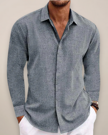 Men’s Linen Long Sleeve Shirt – Classic Button-Up with Tailored Fit