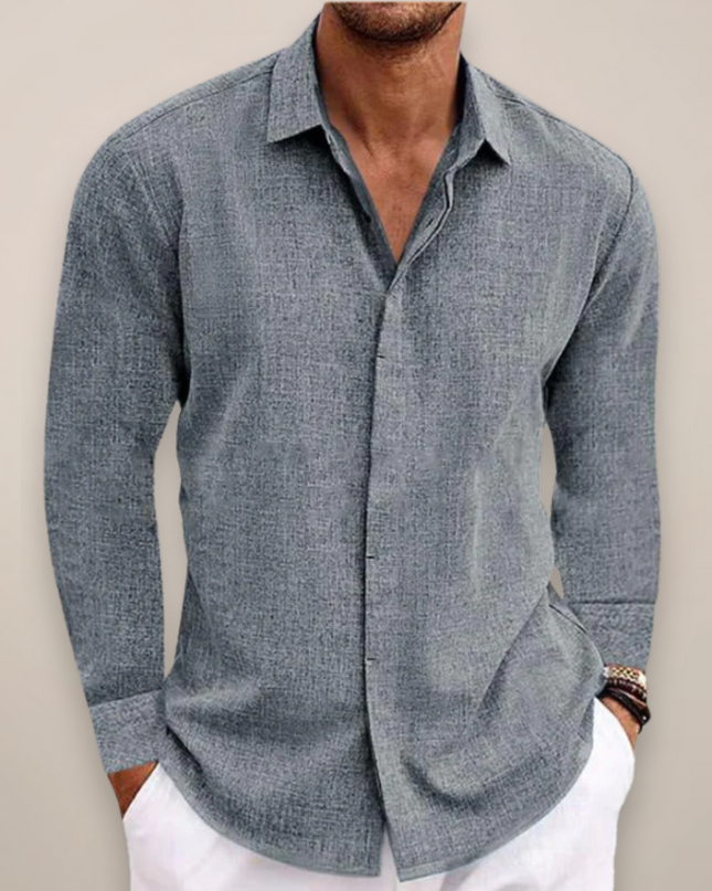 Men’s Linen Long Sleeve Shirt – Classic Button-Up with Tailored Fit