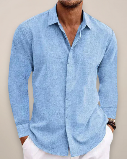 Men’s Linen Long Sleeve Shirt – Classic Button-Up with Tailored Fit
