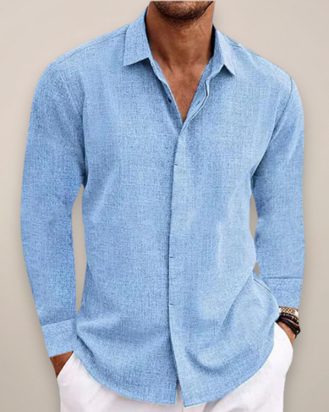 Men’s Linen Long Sleeve Shirt – Classic Button-Up with Tailored Fit