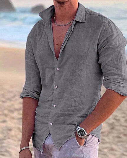 Men’s Linen Long Sleeve Shirt – Spring, Summer