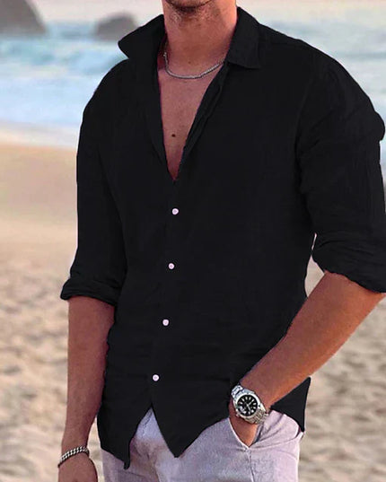 Men’s Linen Long Sleeve Shirt – Spring, Summer