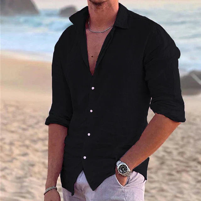 Men’s Linen Long Sleeve Shirt – Spring, Summer