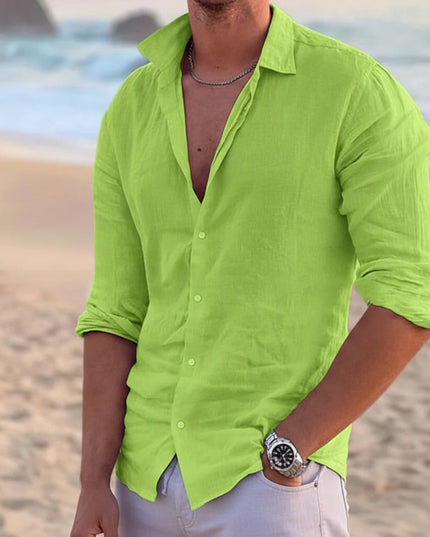 Men’s Linen Long Sleeve Shirt – Spring, Summer