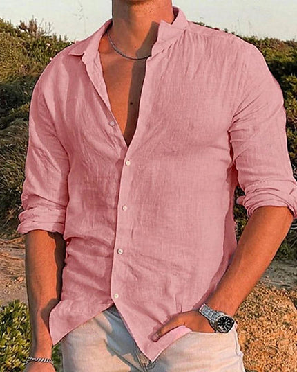 Men’s Linen Long Sleeve Shirt – Spring, Summer