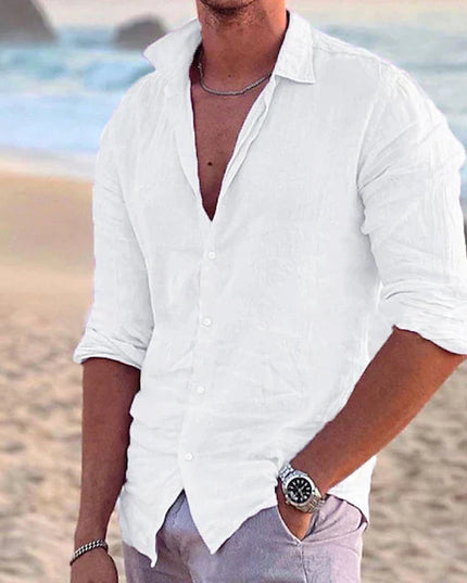 Men’s Linen Long Sleeve Shirt – Spring, Summer