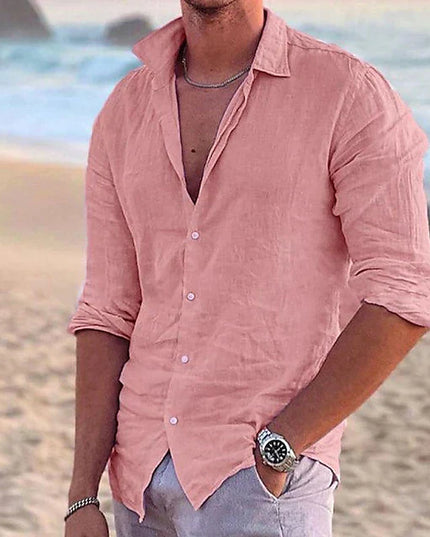 Men’s Linen Long Sleeve Shirt – Spring, Summer