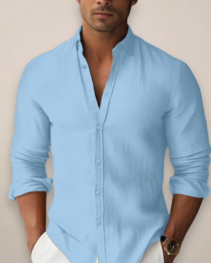 Men’s Linen Summer Shirt – Short Sleeve Casual Button-Up for Sophisticated Look