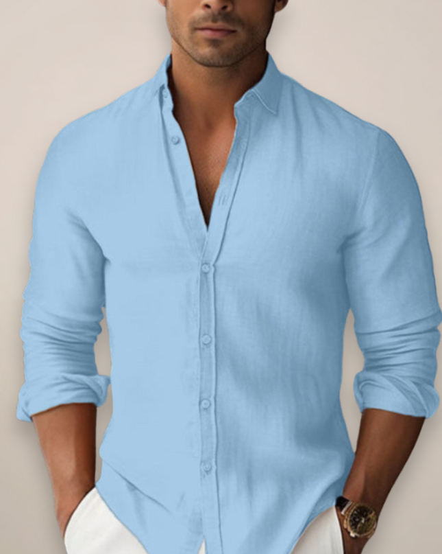 Men’s Linen Summer Shirt – Short Sleeve Casual Button-Up for Sophisticated Look