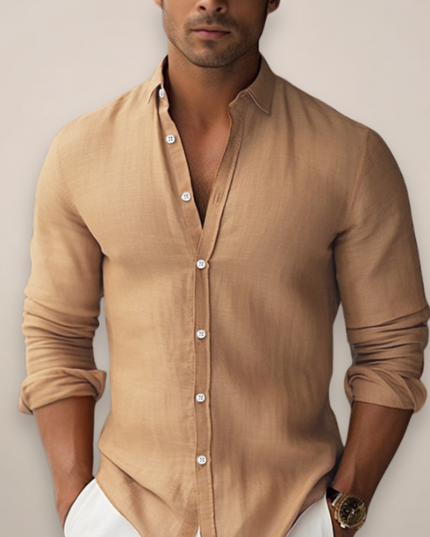 Men’s Linen Summer Shirt – Short Sleeve Casual Button-Up for Sophisticated Look
