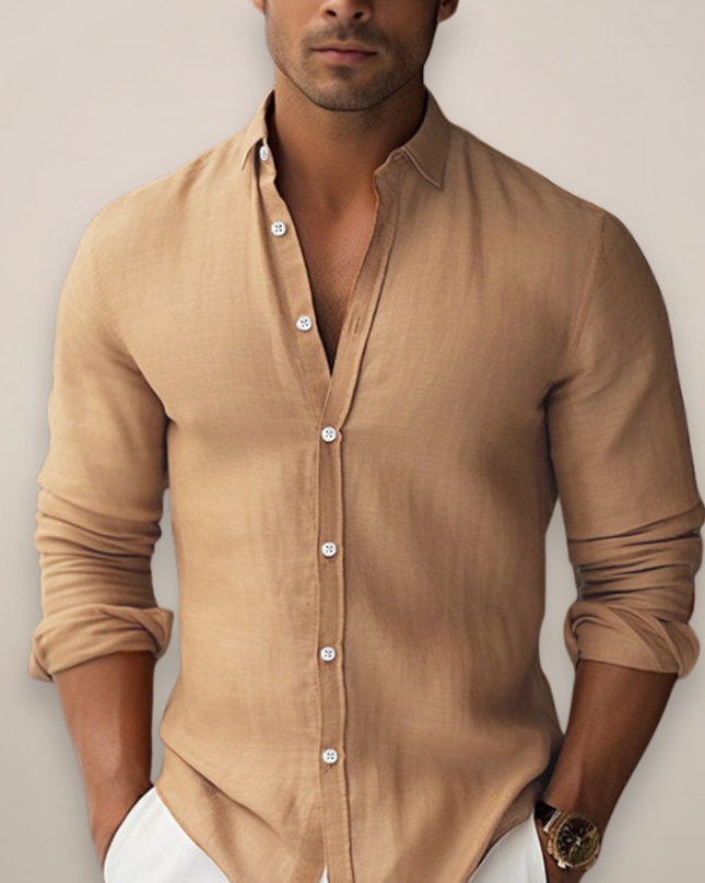 Men’s Linen Summer Shirt – Short Sleeve Casual Button-Up for Sophisticated Look
