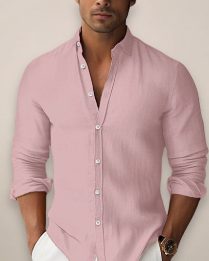 Men’s Linen Summer Shirt – Short Sleeve Casual Button-Up for Sophisticated Look