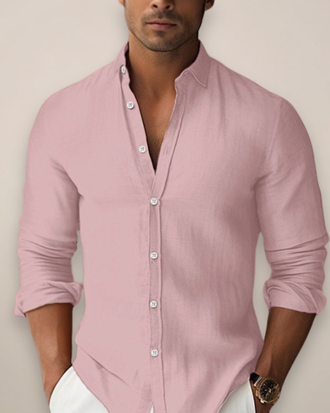 Men’s Linen Summer Shirt – Short Sleeve Casual Button-Up for Sophisticated Look