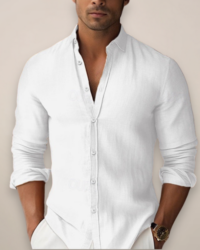Men’s Linen Summer Shirt – Short Sleeve Casual Button-Up for Sophisticated Look
