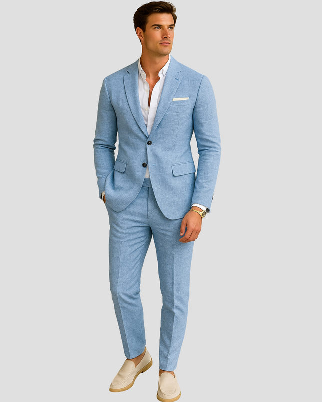Men's Linen Summer Suit – Structured Two-Piece for Refined Warm-Weather Dressing