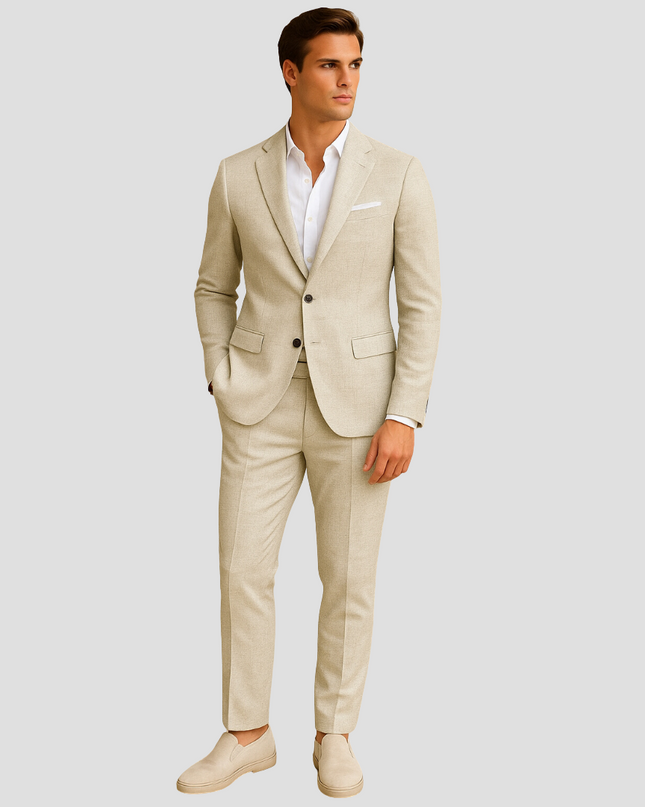 Men's Linen Summer Suit – Structured Two-Piece for Refined Warm-Weather Dressing