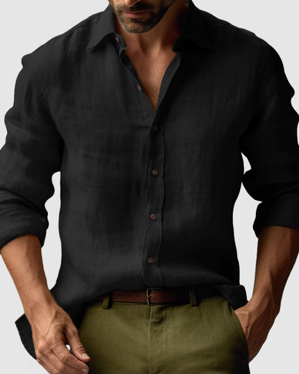 Men’s Linen Vintage Button-Up Shirt – Lightweight Smart-Casual Essential